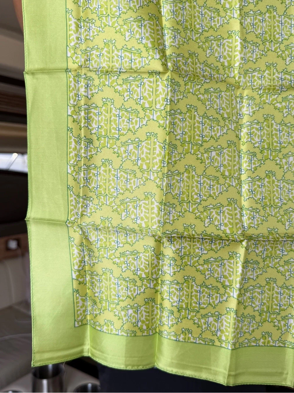 Liberty of London Lime Green Patterned Silk Scarf